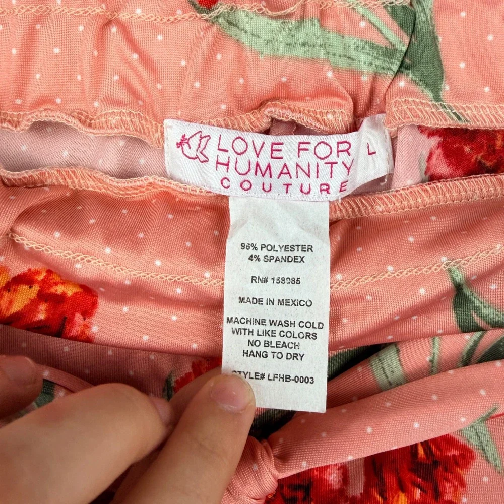 Love For Humanity Women's L Couture Pink Floral Polka Dot Paperbag Waist‎ Shorts